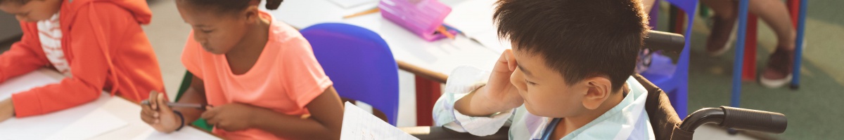Students concentrate while taking a test.